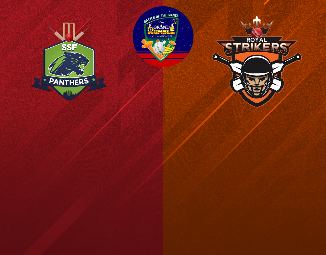 Match 21 of grand rumble t10 championship: ssf panthers vs royal strikers cc banner