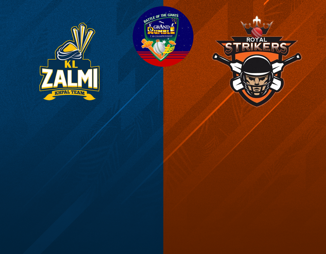 Match 25 of grand rumble t10 championship: kl zalmi vs royal strikers cc banner