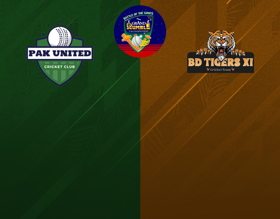 Match 6 of grand rumble t10 championship: pak united cc vs bangladesh tigers banner