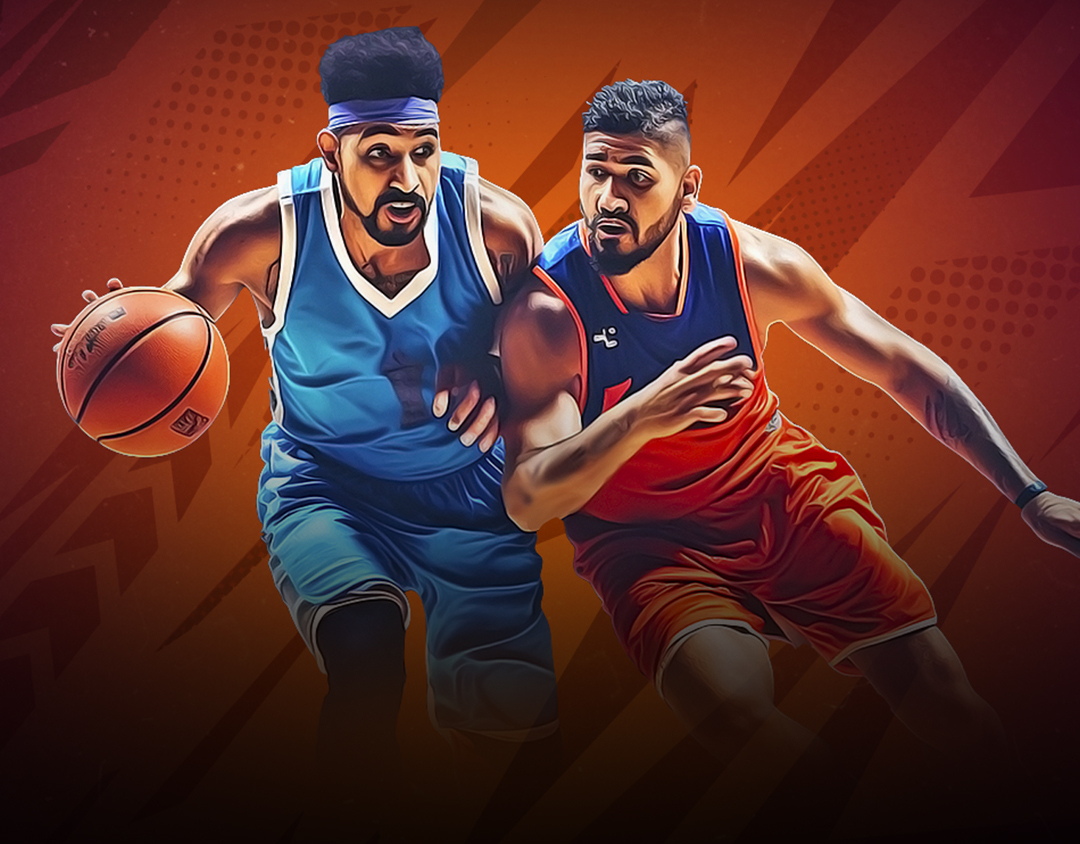 Match #14 of 73rd men's sr. National basketball championship banner