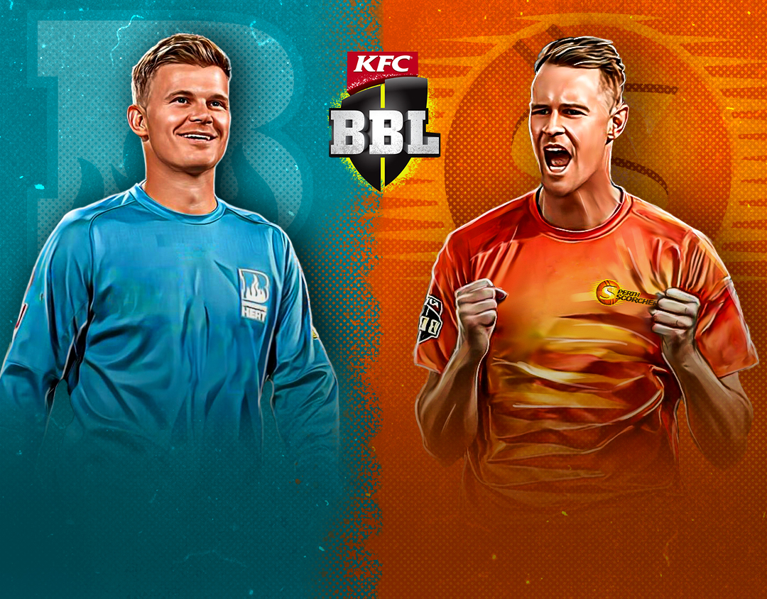 Match 32 of big bash league, 2023-24: brisbane heat vs perth scorchers banner