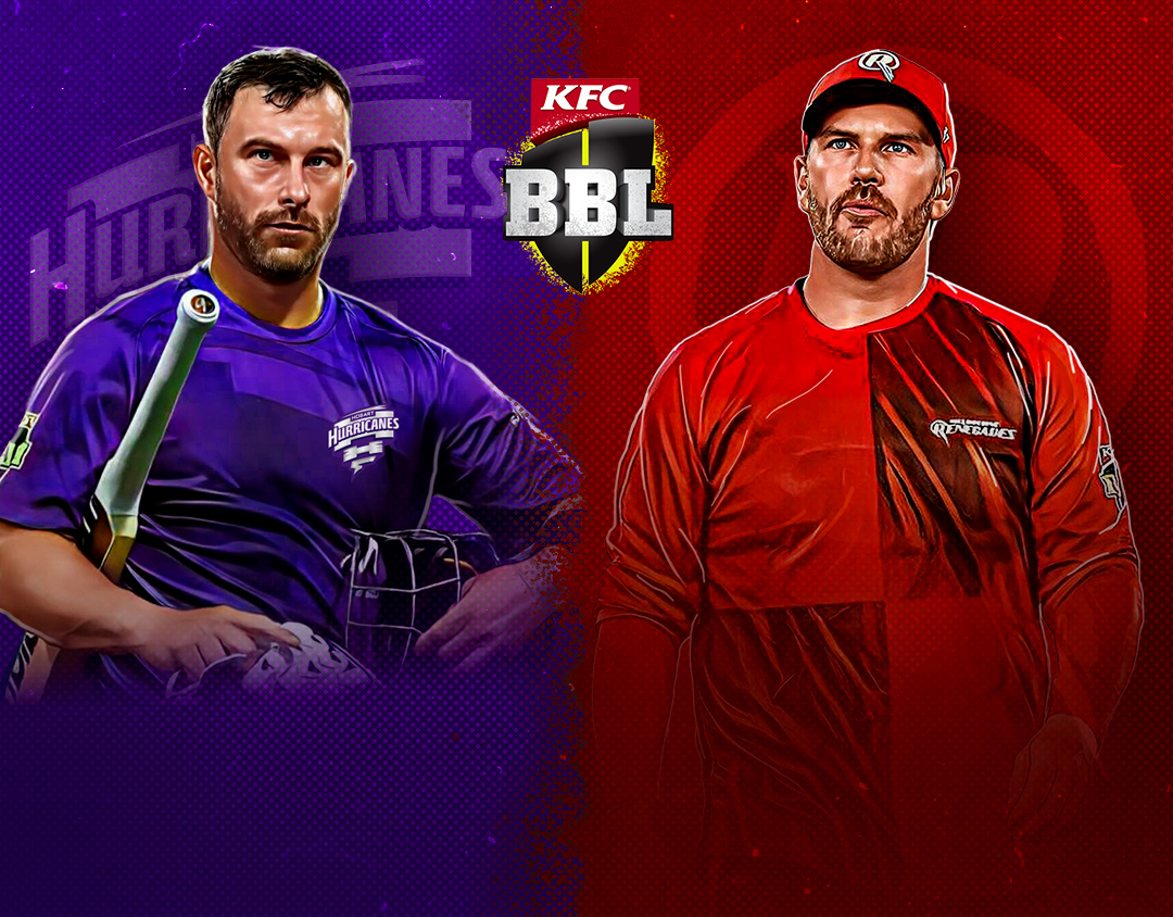 Match 13 of big bash league, 2023-24: hobart hurricanes vs melbourne renegades banner