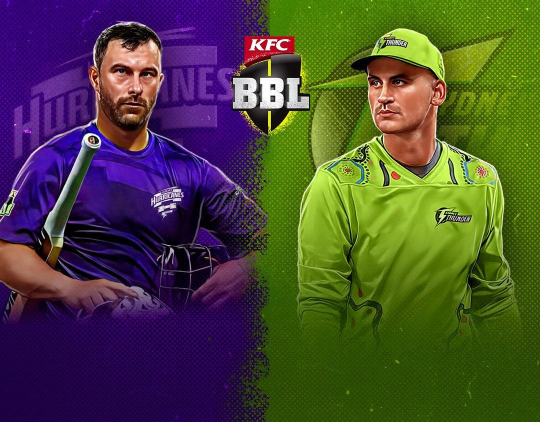 Match 21 of big bash league, 2023-24: hobart hurricanes vs sydney thunder banner
