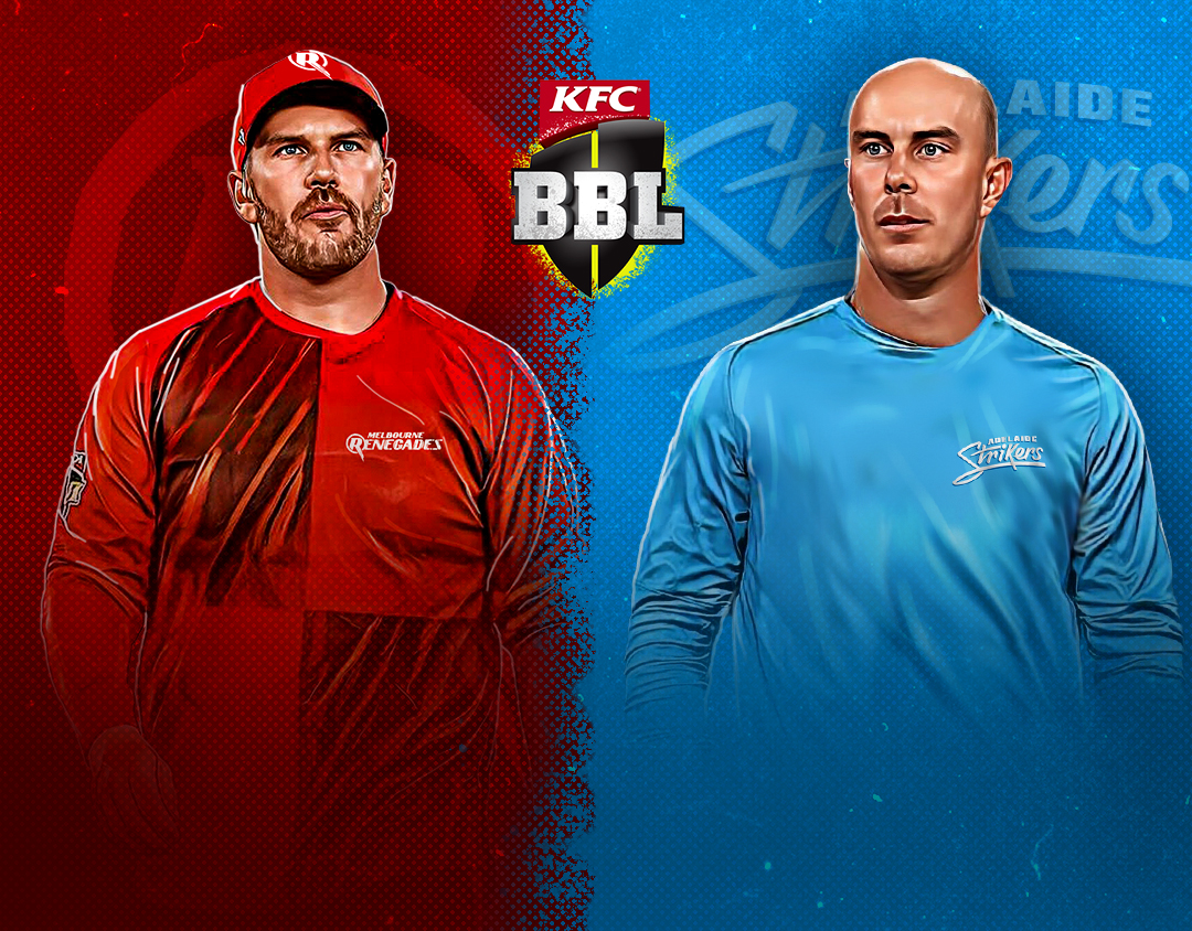Match 18 of big bash league, 2023-24: melbourne renegades vs adelaide strikers banner