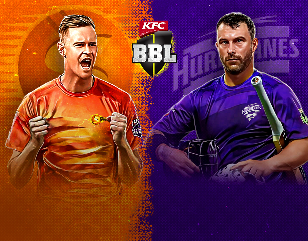 Match 9 of big bash league, 2023-24: perth scorchers vs hobart hurricanes banner