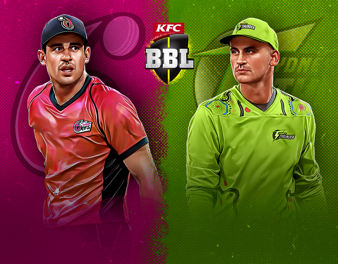 Match 34 of big bash league, 2023-24: sydney sixers vs sydney thunder banner