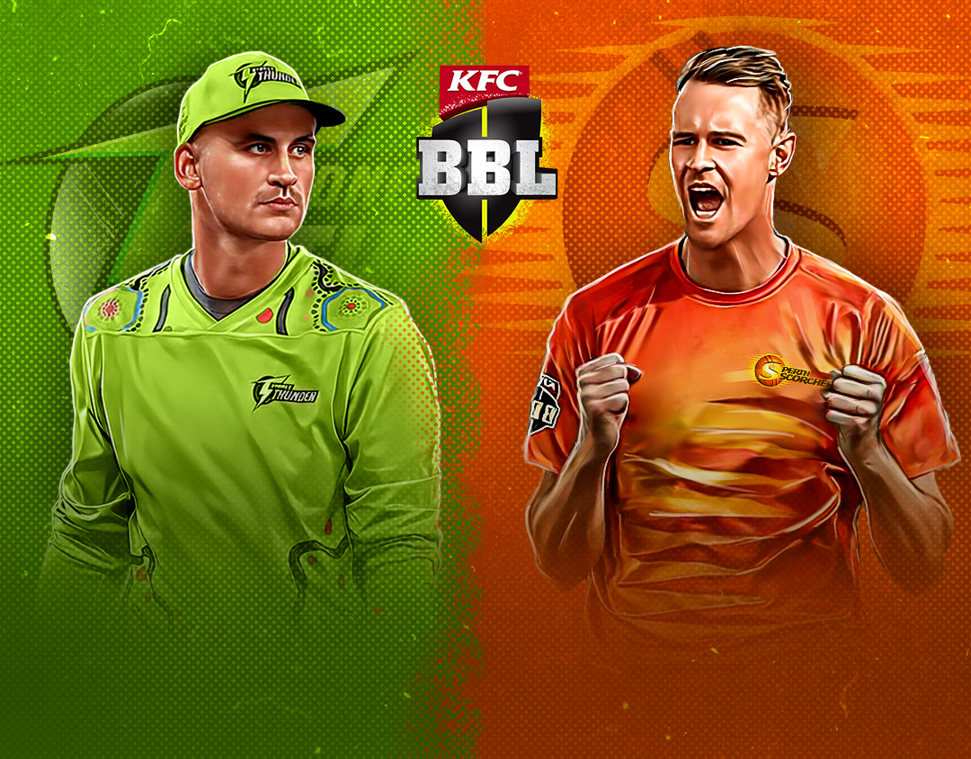 Match 30 of big bash league, 2023-24: sydney thunder vs perth scorchers banner