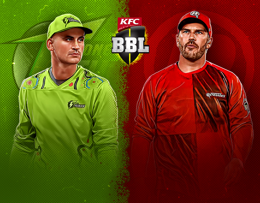 Match 40 of big bash league, 2023-24: sydney thunder vs melbourne renegades banner