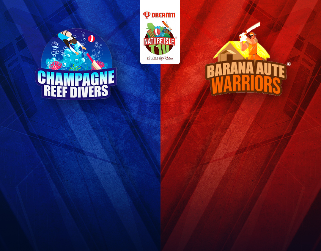 Match 12 of dream11 nature isle t10: champagne reef divers vs barana aute warriors banner