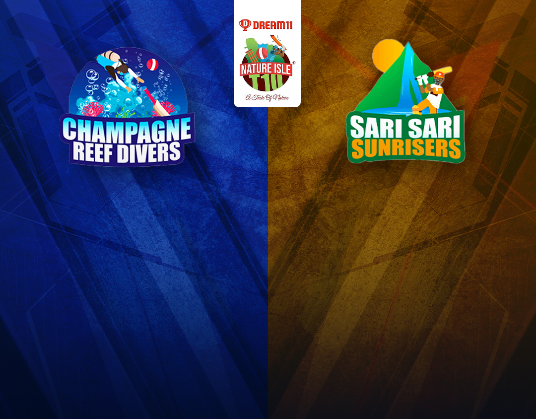 Match 16 of dream11 nature isle t10: champagne reef divers vs sari sari sunrisers banner