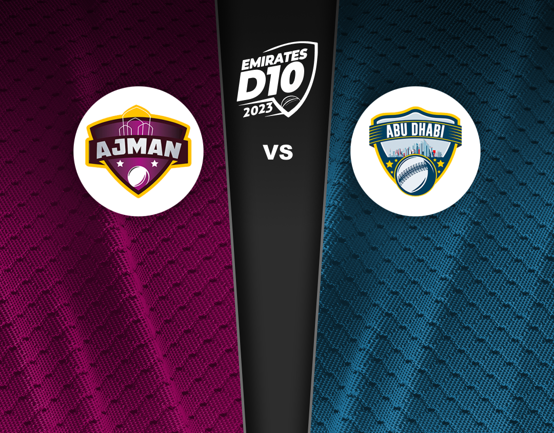 Match 22 of emirates d10 tournament, 2023: ajman vs abu dhabi banner