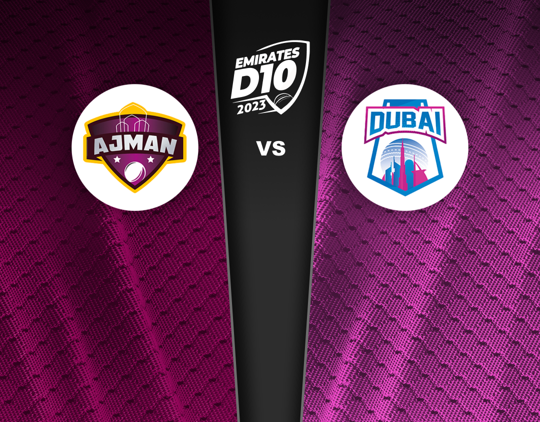 Match 41 of emirates d10 tournament, 2023: ajman vs dubai banner