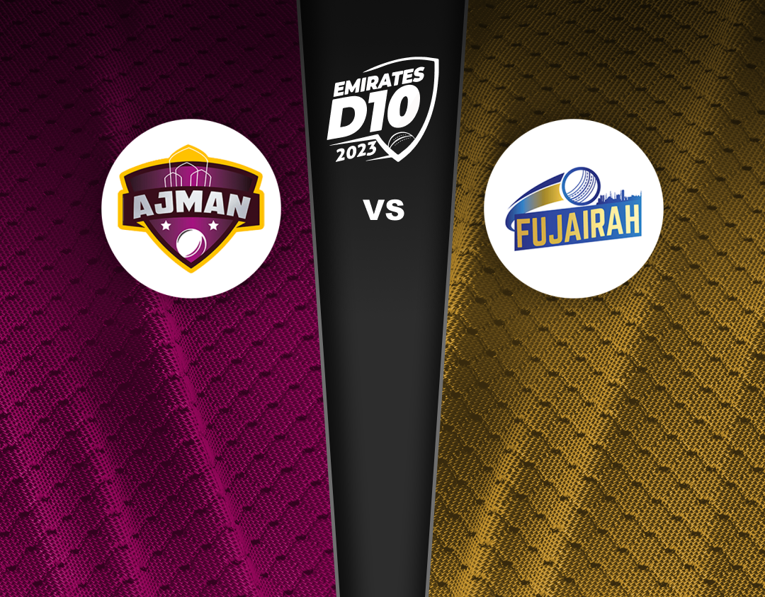 Match 33 of emirates d10 tournament, 2023: ajman vs fujairah banner
