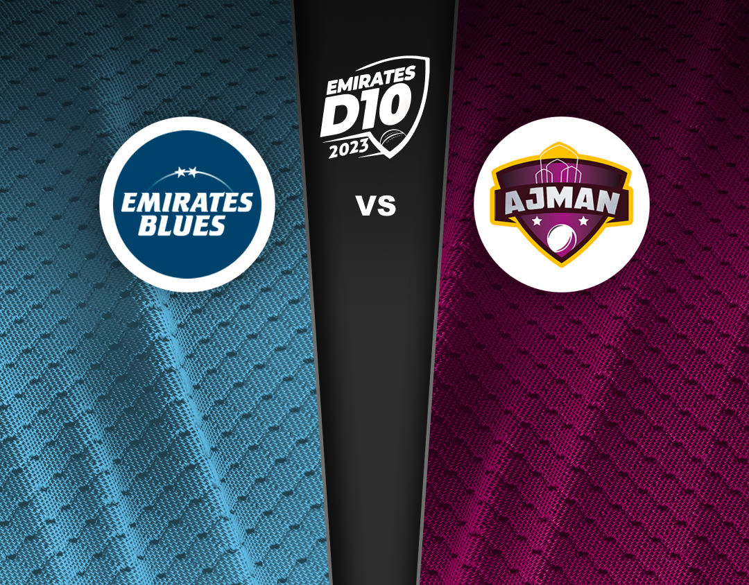 Match 39 of emirates d10 tournament, 2023: emirates blues vs ajman banner