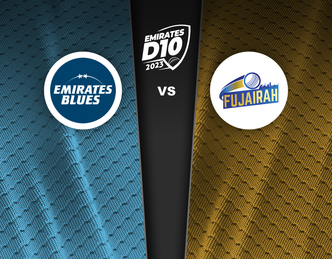 Match 40 of emirates d10 tournament, 2023: emirates blues vs fujairah banner