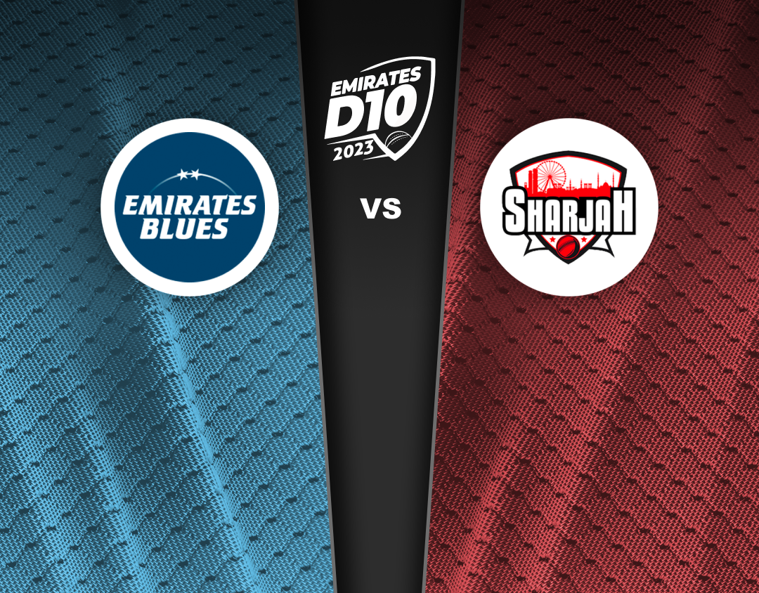 Match 25 of emirates d10 tournament, 2023: emirates blues vs sharjah banner