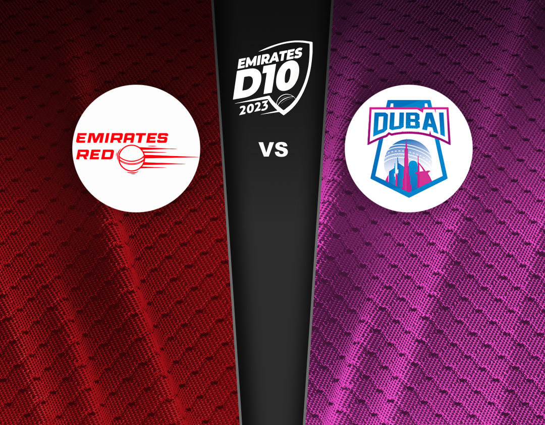 Match 37 of emirates d10 tournament, 2023: emirates red vs dubai banner