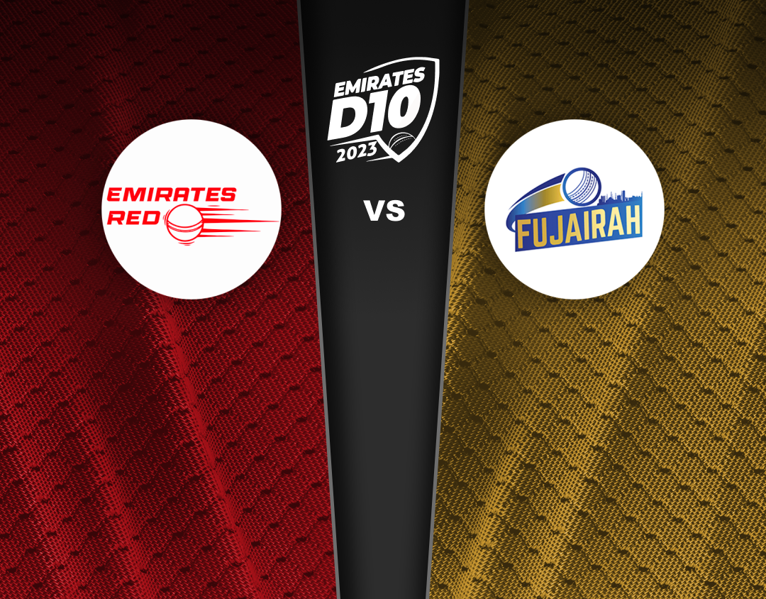 Match 31 of emirates d10 tournament, 2023: emirates red vs fujairah banner