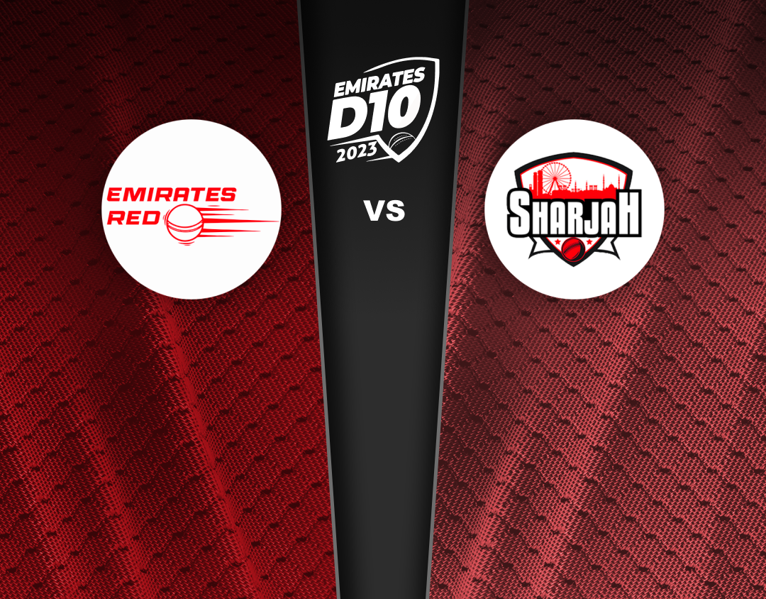 Match 19 of emirates d10 tournament, 2023: emirates red vs sharjah banner