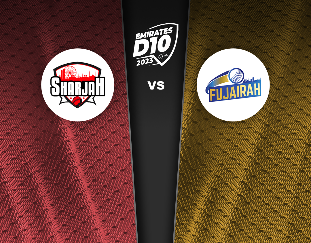 Match 21 of emirates d10 tournament, 2023: sharjah vs fujairah banner