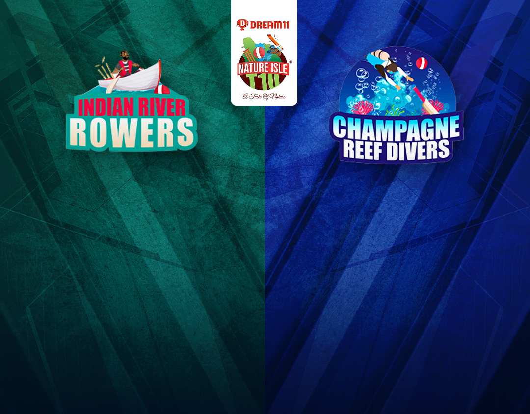 Match 22 of dream11 nature isle t10: indian river rowers vs champagne reef divers banner