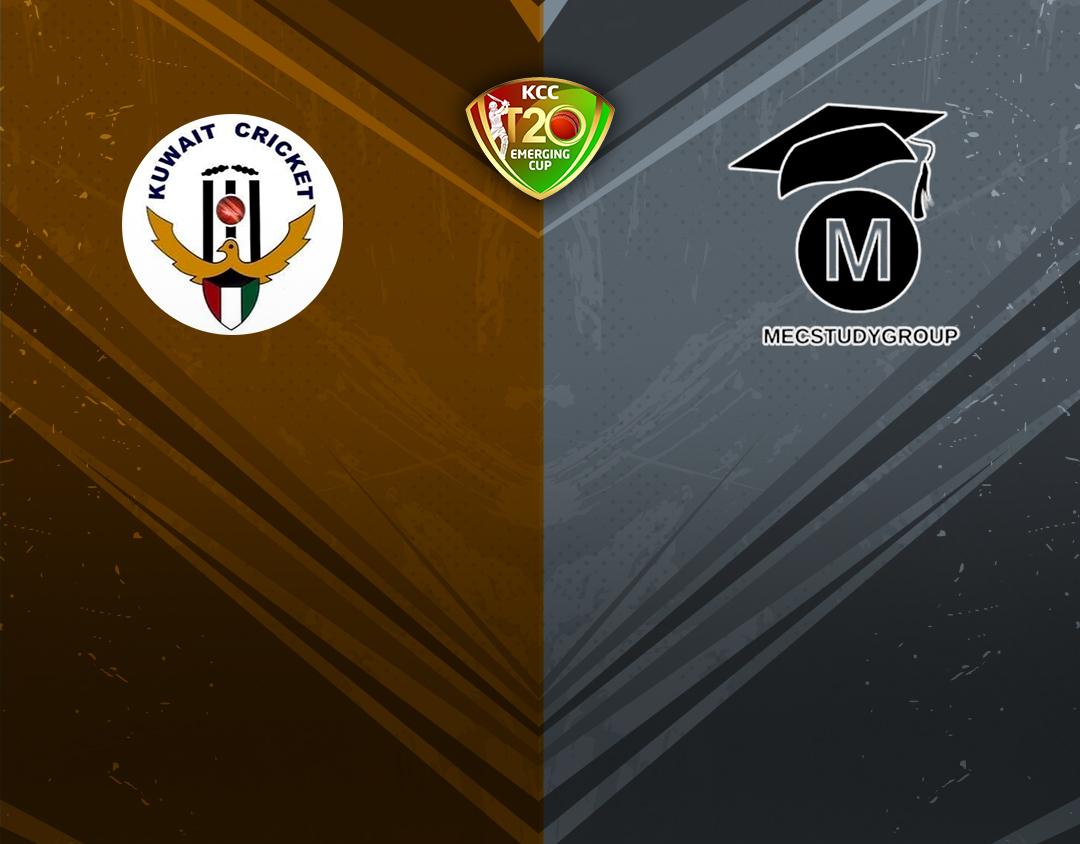 Match 7 of kcc emerging t20 league, 2023: kuwait nationals vs mec study group banner