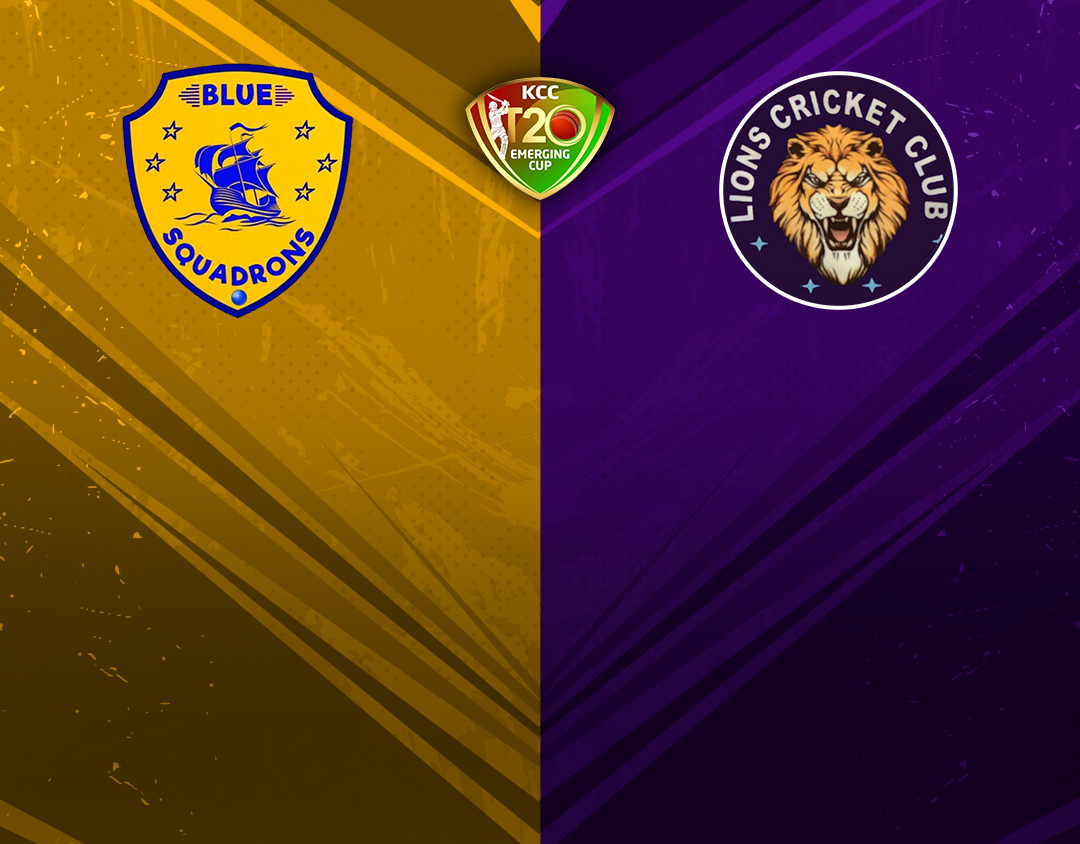Match 8 of kcc emerging t20 league, 2023: blue squadrons vs gujarat lions cc banner