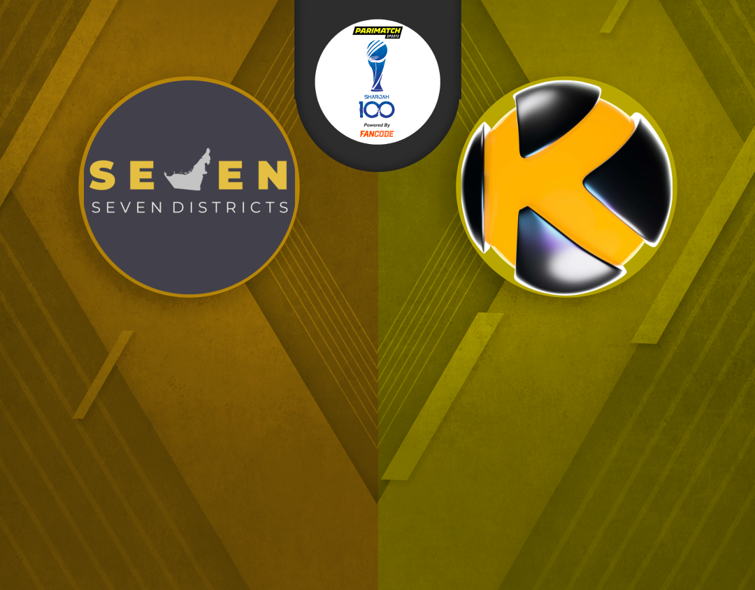 Cup quarter final - 2 of sharjah 100: seven districts vs karwan cricket club banner