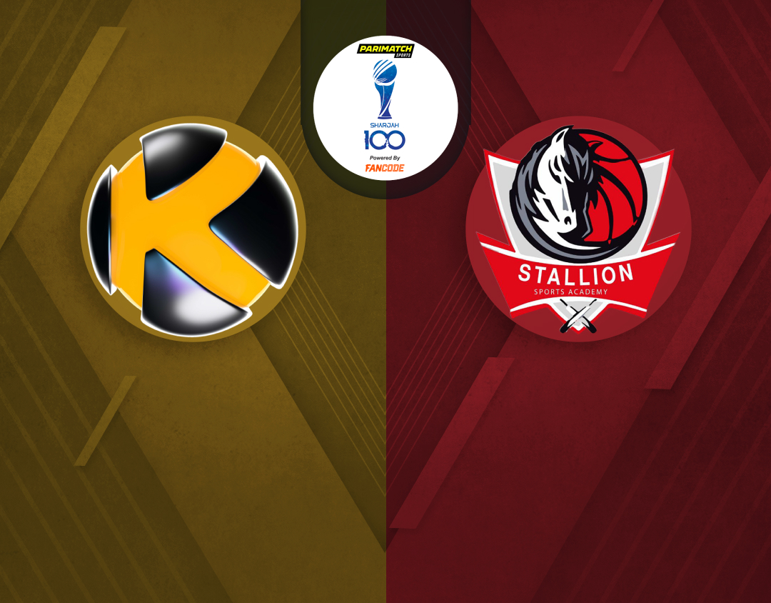 Match 7 of sharjah 100: karwan cricket club vs stallions sports academy banner