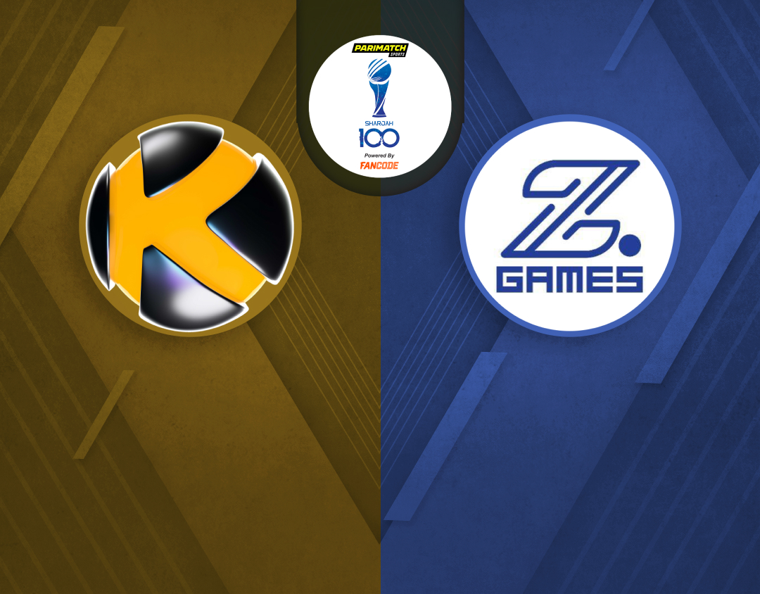 Match 15 of sharjah 100: karwan cricket club vs z games strikers banner