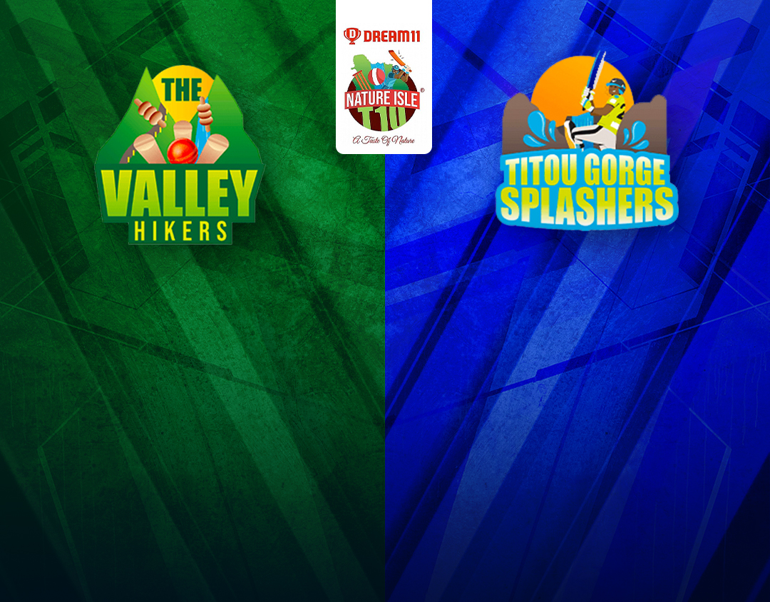 Match 9 of dream11 nature isle t10: the valley hikers vs titou gorge splashers banner