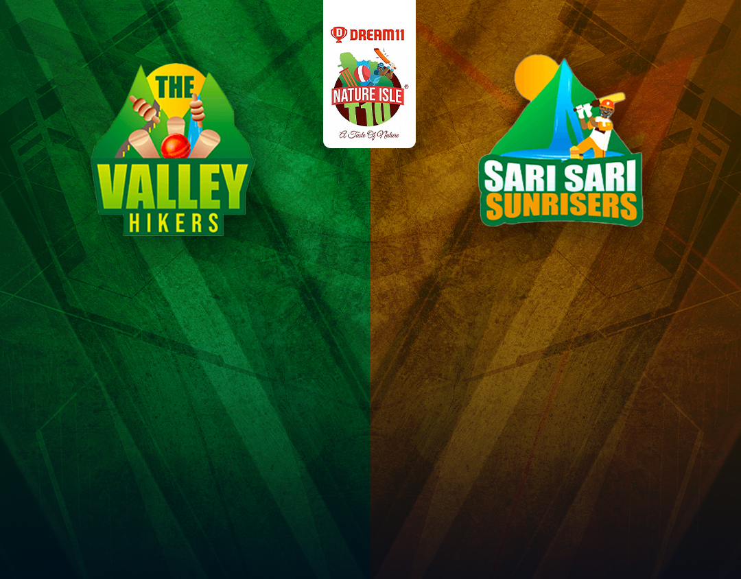 Match 14 of dream11 nature isle t10: the valley hikers vs sari sari sunrisers banner