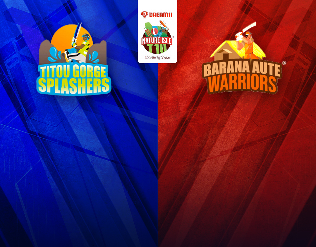 Match 18 of dream11 nature isle t10: titou gorge splashers vs barana aute warriors banner