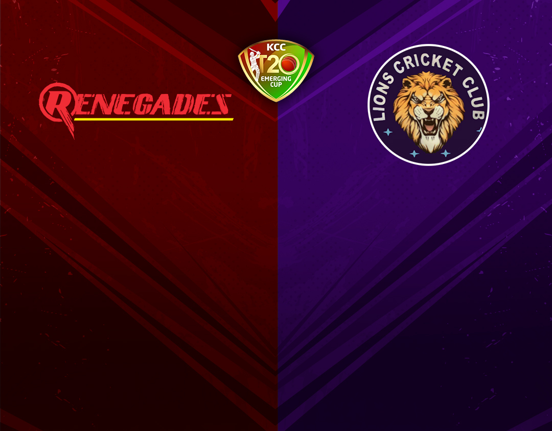 Match 28 of kcc emerging t20 league, 2023: renegades cc vs gujarat lions cc banner