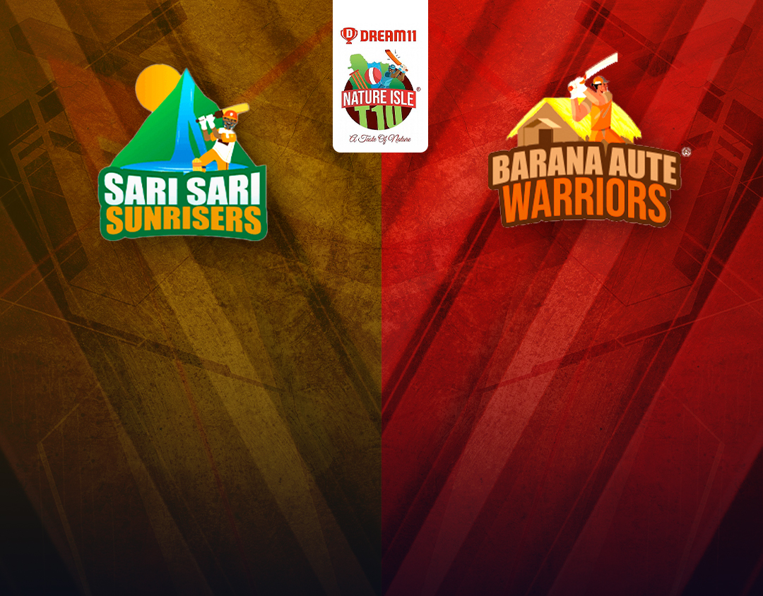 Match 21 of dream11 nature isle t10: sari sari sunrisers vs barana aute warriors banner