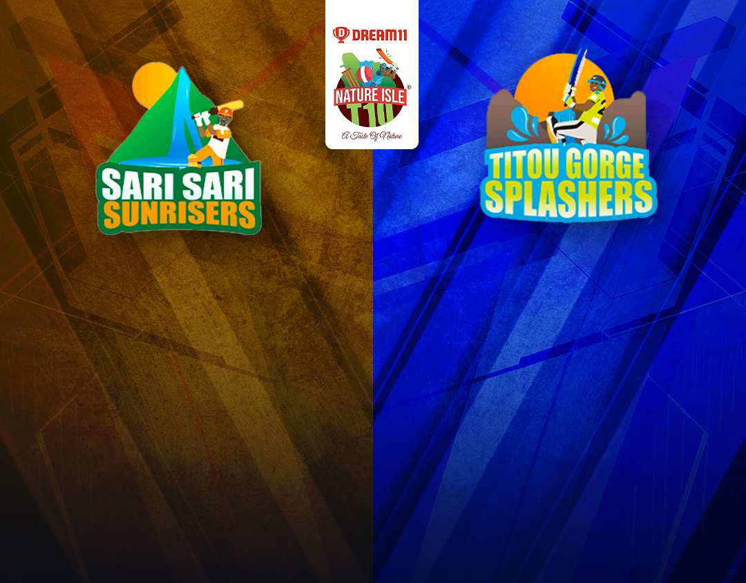 Match 24 of dream11 nature isle t10: sari sari sunrisers vs titou gorge splashers banner