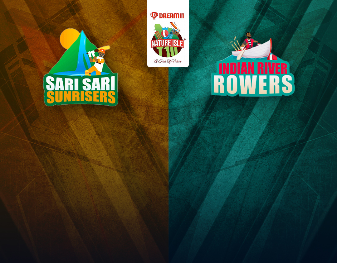 Match 11 of dream11 nature isle t10: sari sari sunrisers vs indian river rowers banner