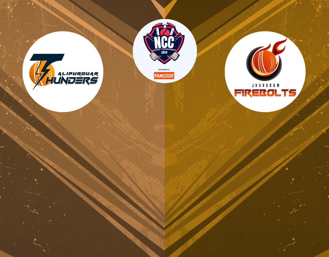 Match 2 of ncc kolkata t20 tournament, 2024: alipurduar thunders vs jhargram firebolts banner