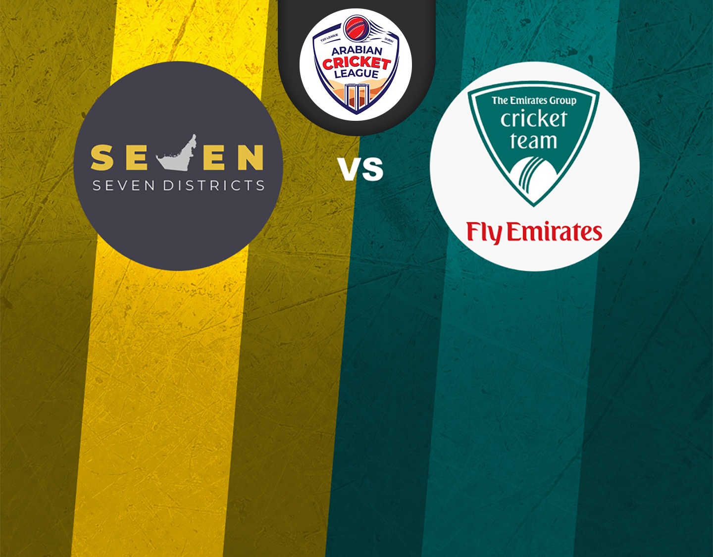 Match 1 of icca arabian cricket league round 2: seven districts juniors vs fly emirates banner
