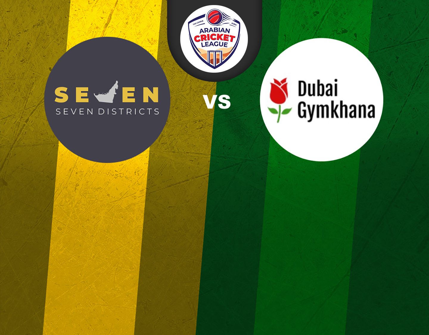 Match 15 of icca arabian cricket league round 2: seven districts vs dubai gymkhana banner