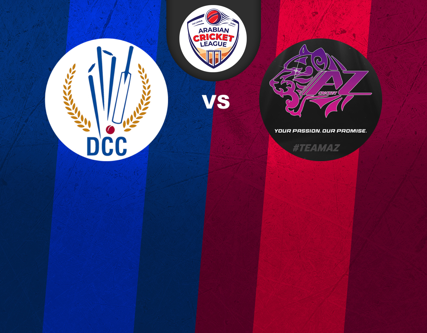 Match 26 of icca arabian cricket league round 2: dcc starlets vs az sports banner