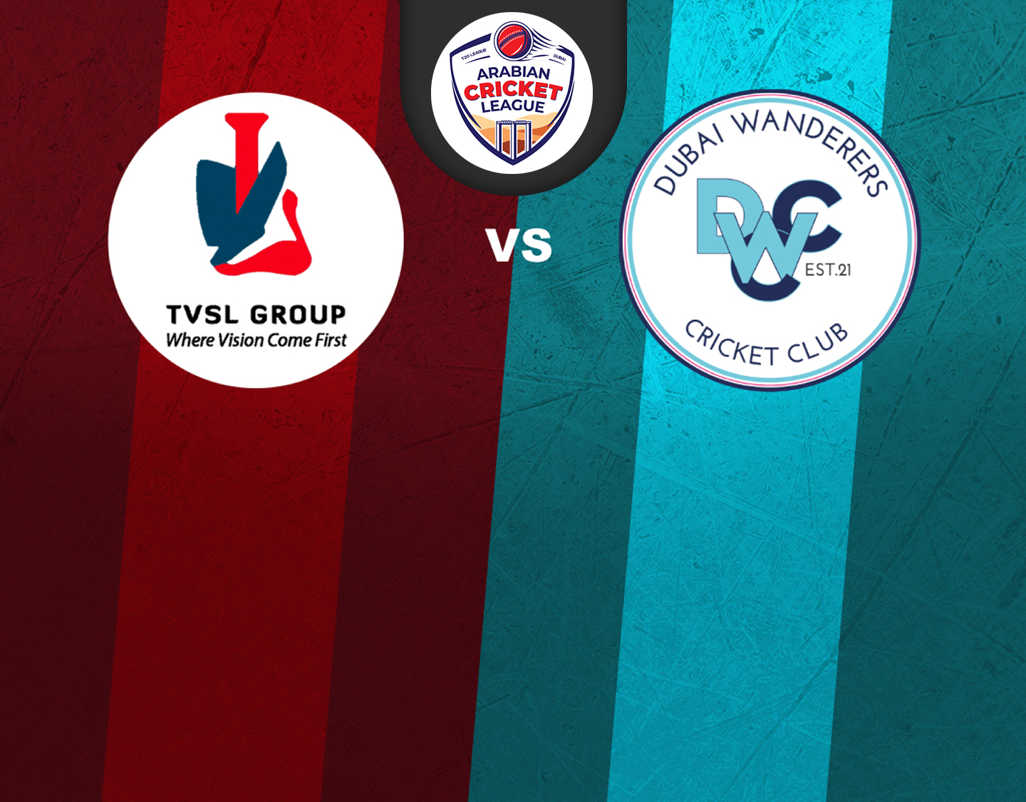 Match 34 of icca arabian cricket league round 2: the vision shipping vs dubai wanderers banner