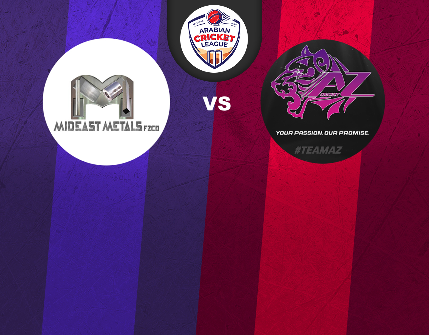 Match #68 of icca arabian cricket league round 2: mid-east metals vs az sports banner