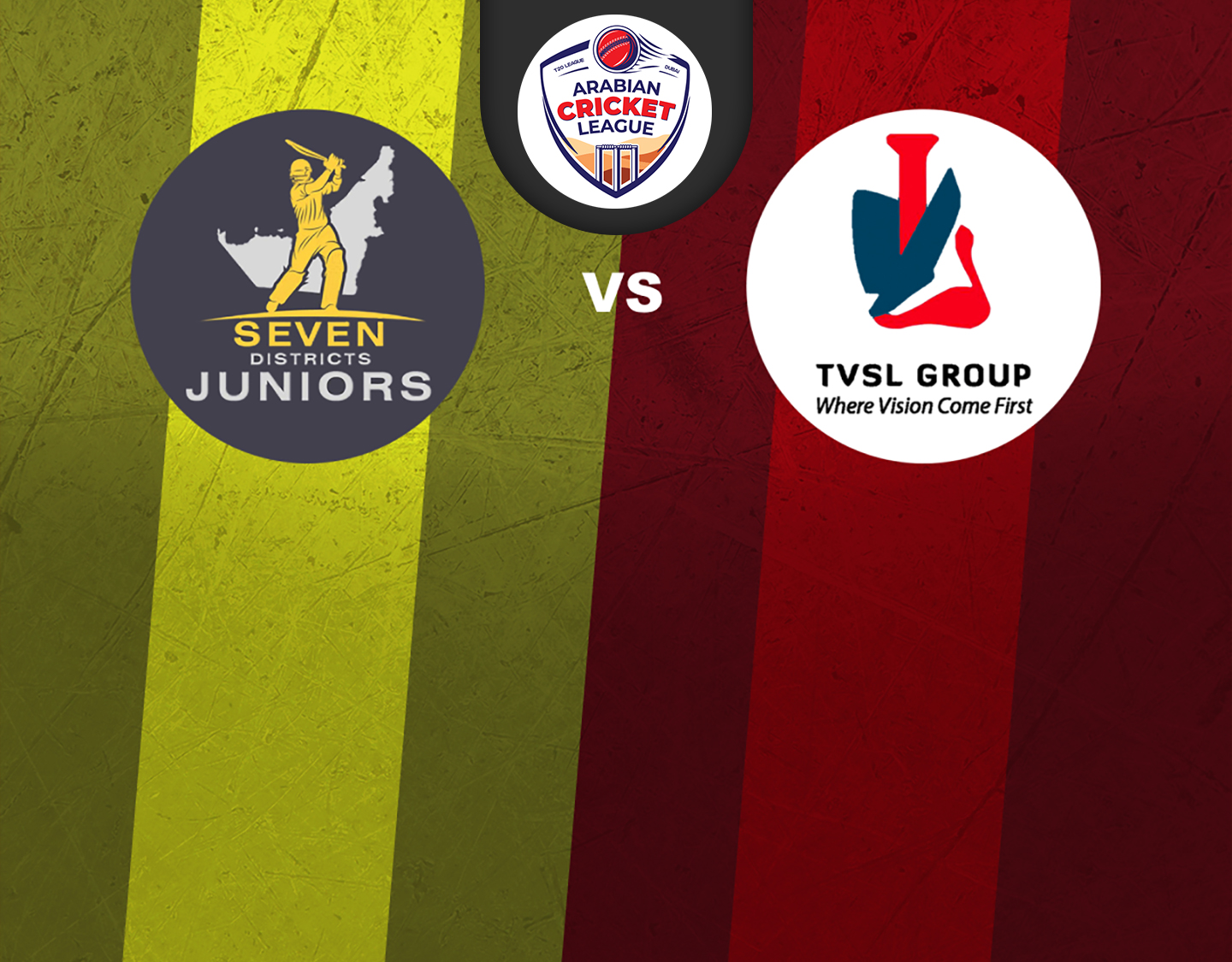 Match 4 of icca arabian cricket league round 2: seven districts juniors vs the vision shipping banner