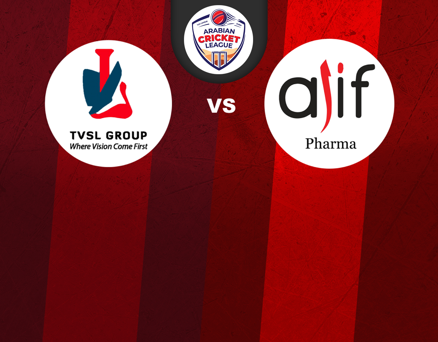 Match 53 of icca arabian cricket league round 2: the vision shipping vs alif pharma banner