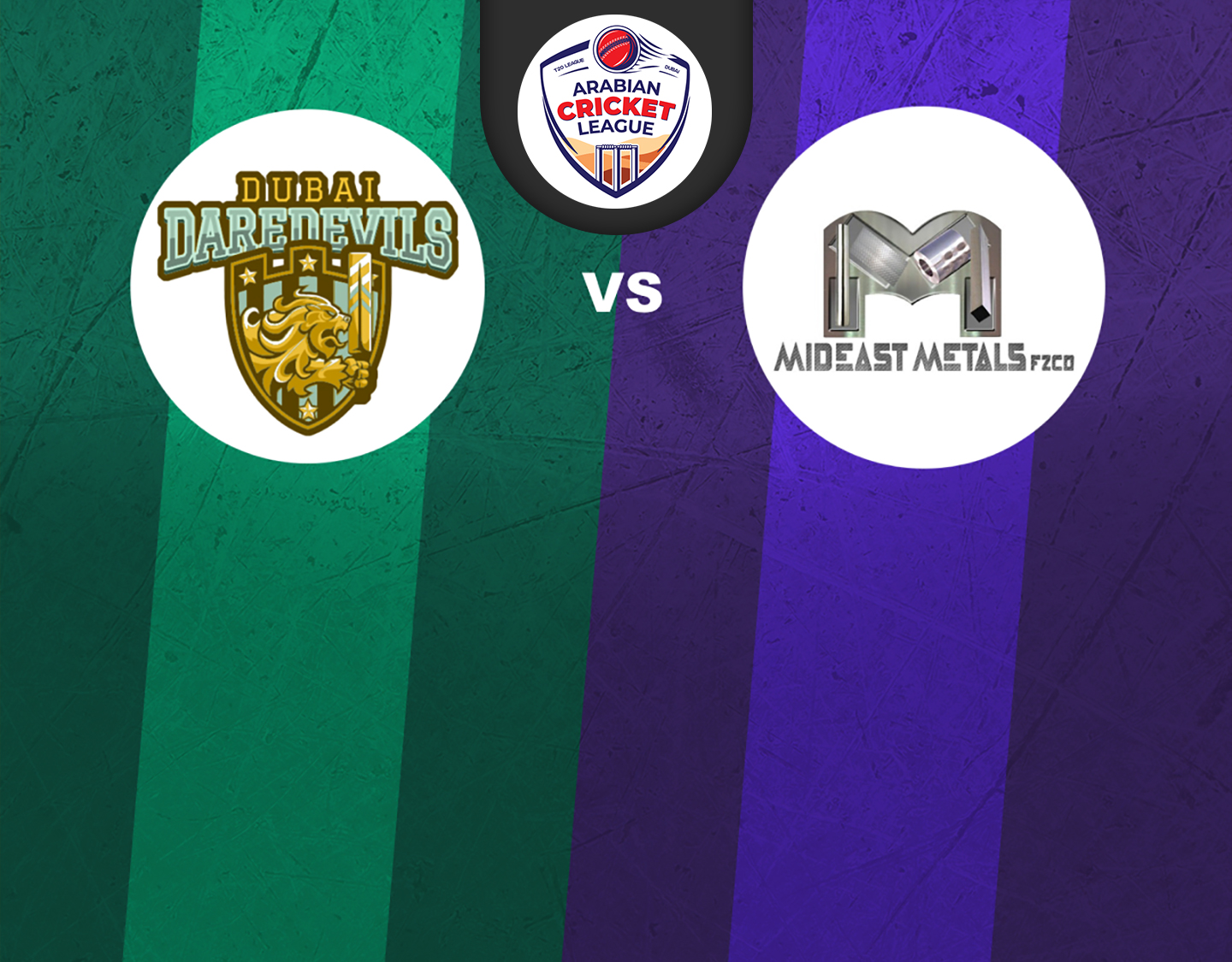 Match 5 of icca arabian cricket league round 2: dubai dare devils vs mid-east metals banner