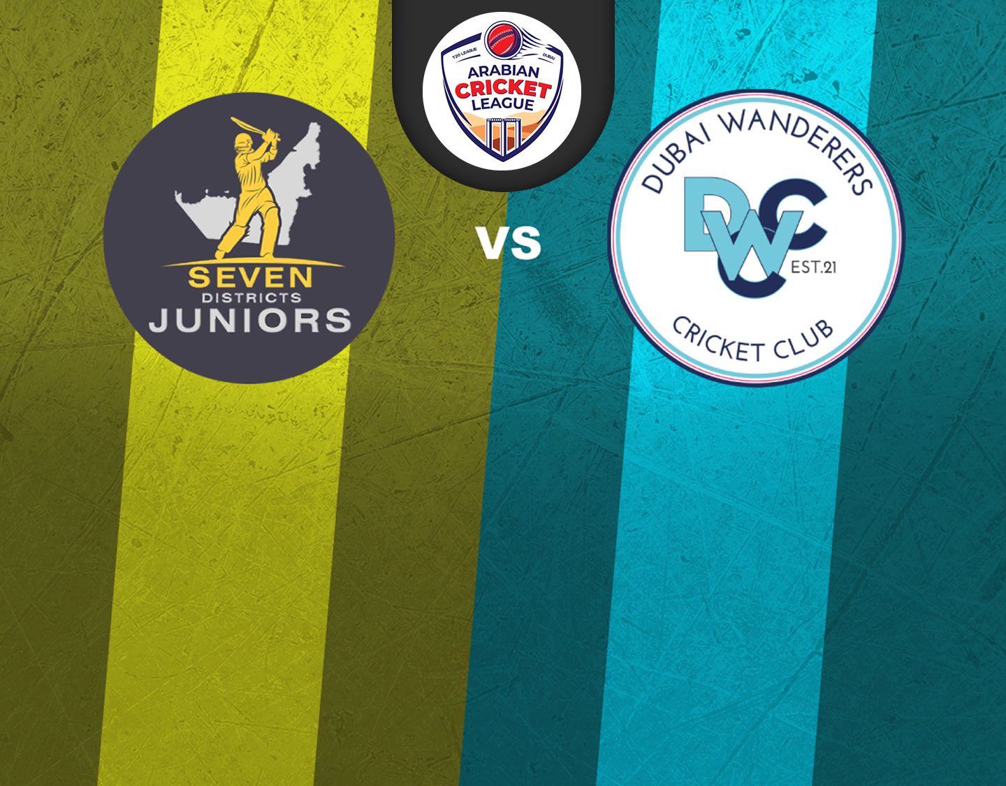 Match 54 of icca arabian cricket league round 2: seven districts juniors vs dubai wanderers banner