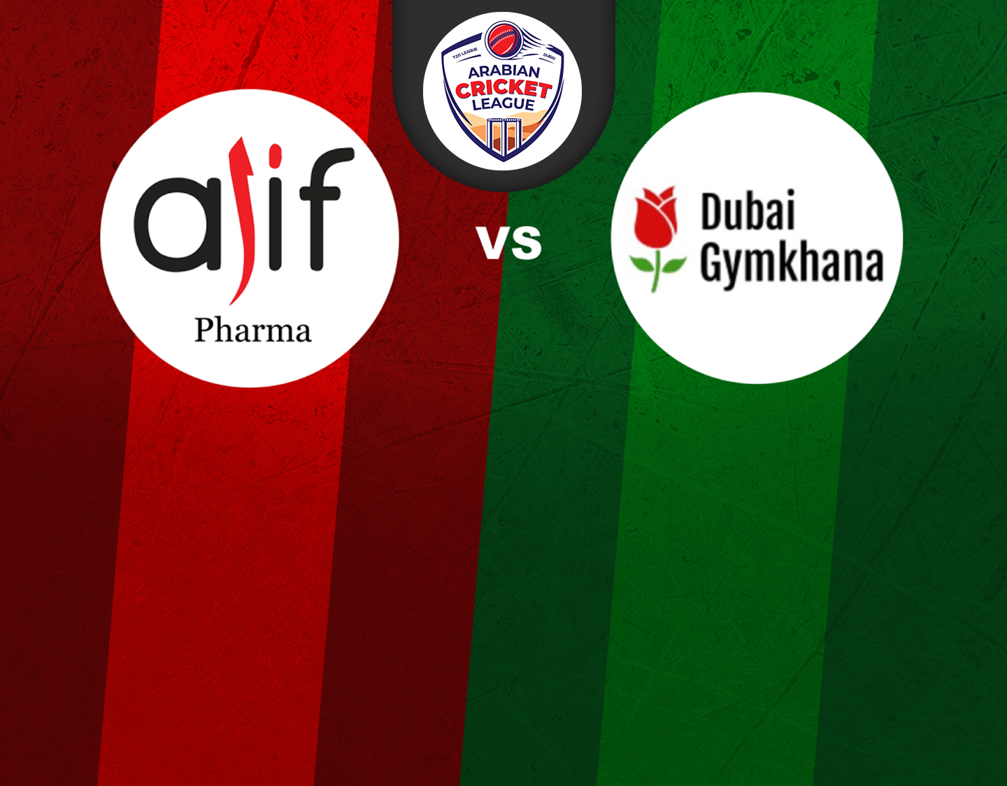 Match 56 of icca arabian cricket league round 2: alif pharma vs dubai gymkhana banner