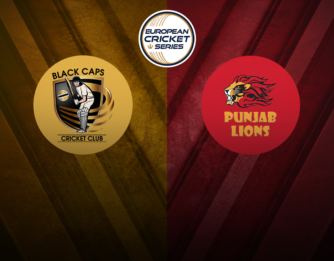 Match 22 of ecs cyprus, 2024: black caps vs msn punjab lions banner
