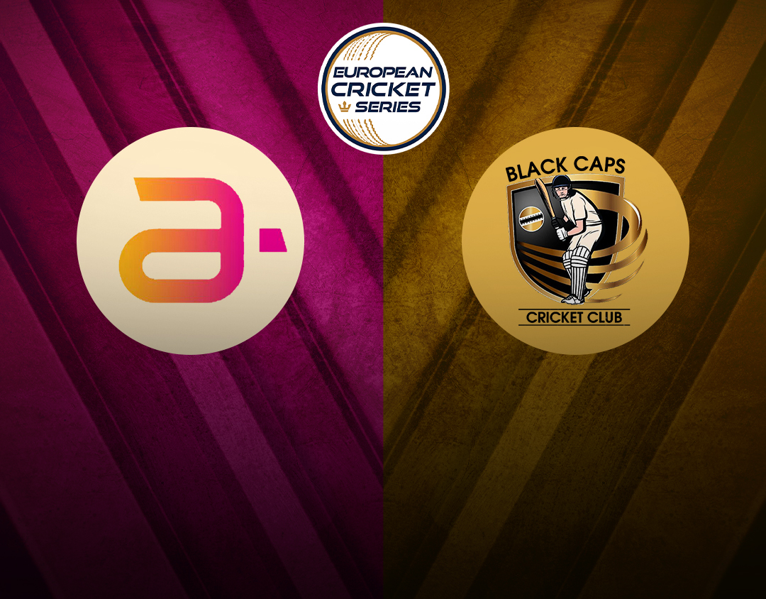 Match 28 of ecs cyprus, 2024: amdocs cc vs black caps banner